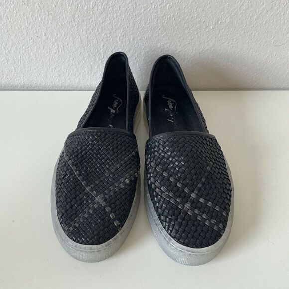 Free People Santorini Slip On Leather Flat Black - Picture 1 of 5